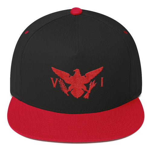 Flat Bill Red and Black Cap w/VI Flag Logo