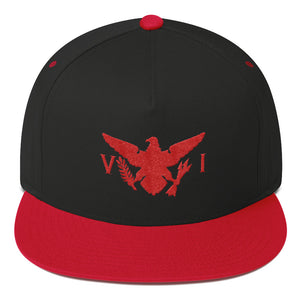 Flat Bill Red and Black Cap w/VI Flag Logo