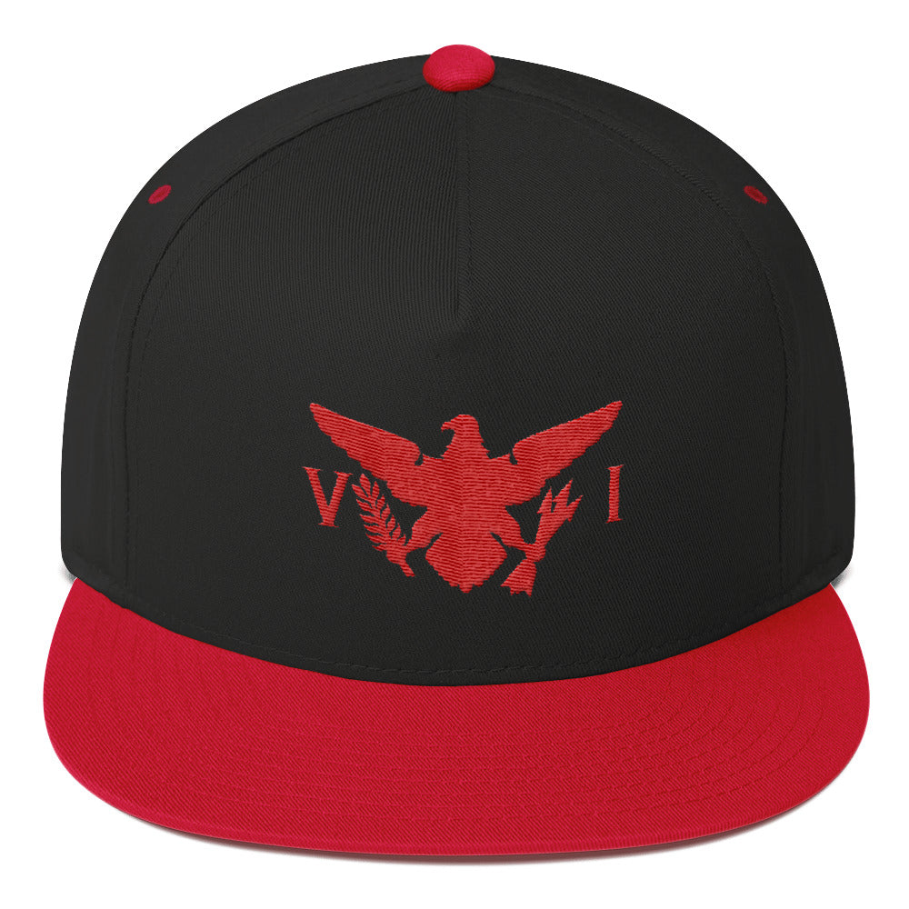 Flat Bill Red and Black Cap w/VI Flag Logo